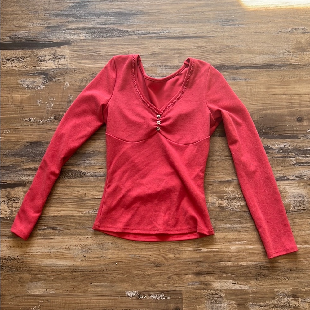 Women's Red Long Sleeve Top